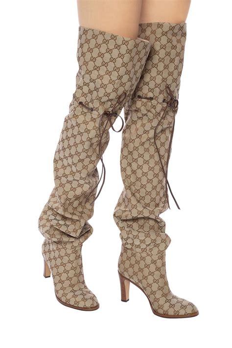 gucci boots sale|Gucci print thigh high boots.